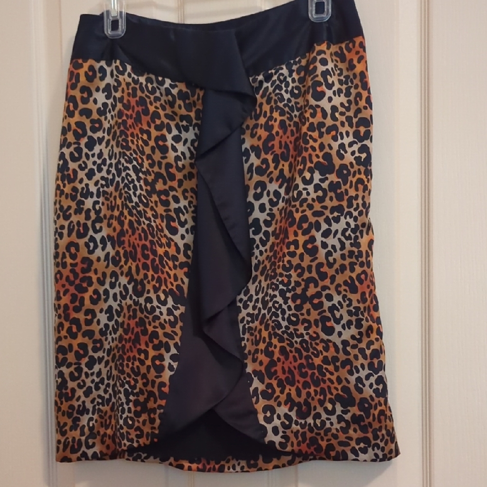 Worthington Black and Brown Animal Print Pencil Skirt